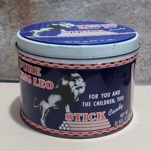Vintage King Leo Peppermint Candy Stick Empty Tin Can